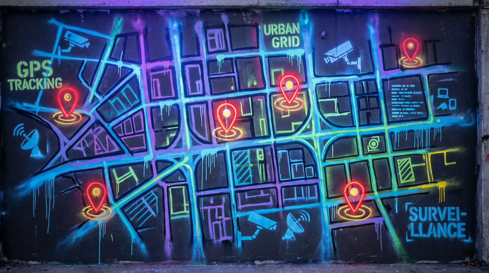 网站晚上你懂 狗仔追踪地图 - 城市涂鸦风格